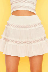 Waist Smocking Ruffle And Shirring Mini Skirt Simmer & Fay